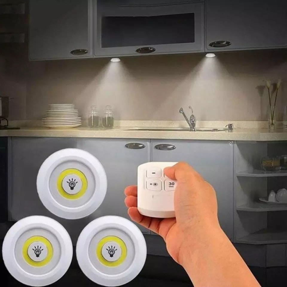 Set Of 3 Wireless Remote Control Night Light, 3W Super Bright COB Under Cabinet Light, Dimmable Wardrobe Closet Cupboard Door Lamp, Under Cabinet Closet Night Light Set Of 3 Wireless Remote Control Night Light, 3W Super Bright COB Under Cabinet Light, Dimmable Wardrobe Closet Cupboard Door Lamp, Under Cabinet Closet Night Light